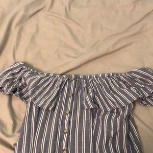 American Eagle Blue and White striped Button Dress